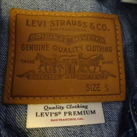 Levi's Premium Series Denim Jacket Trucker Big E Size Small Blue - Picture 6 of 9